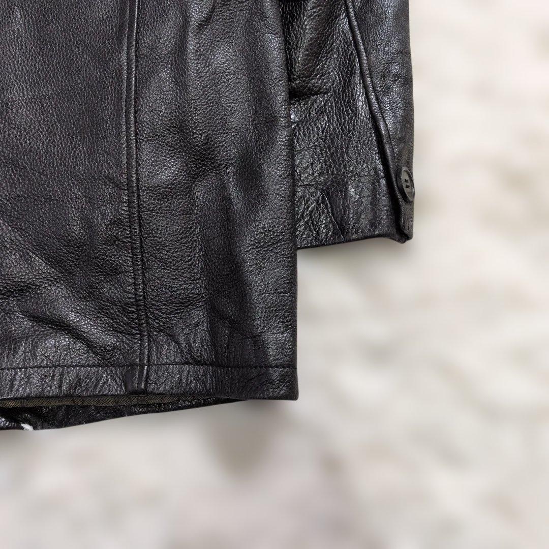 極上のシボ革★ヴィンテージ カーコート ライナー付 黒 実寸XL相当 超良品