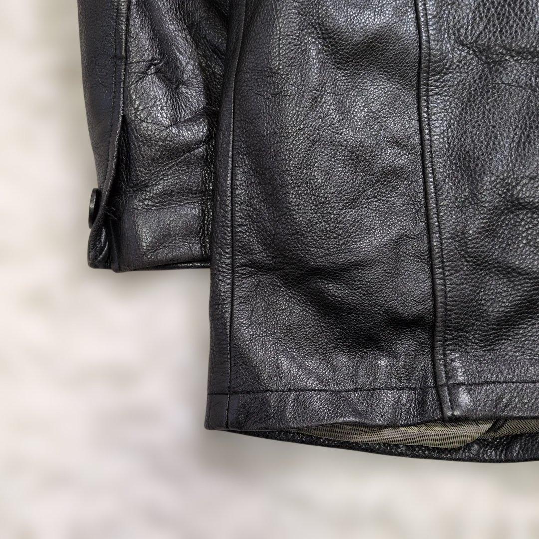 極上のシボ革★ヴィンテージ カーコート ライナー付 黒 実寸XL相当 超良品