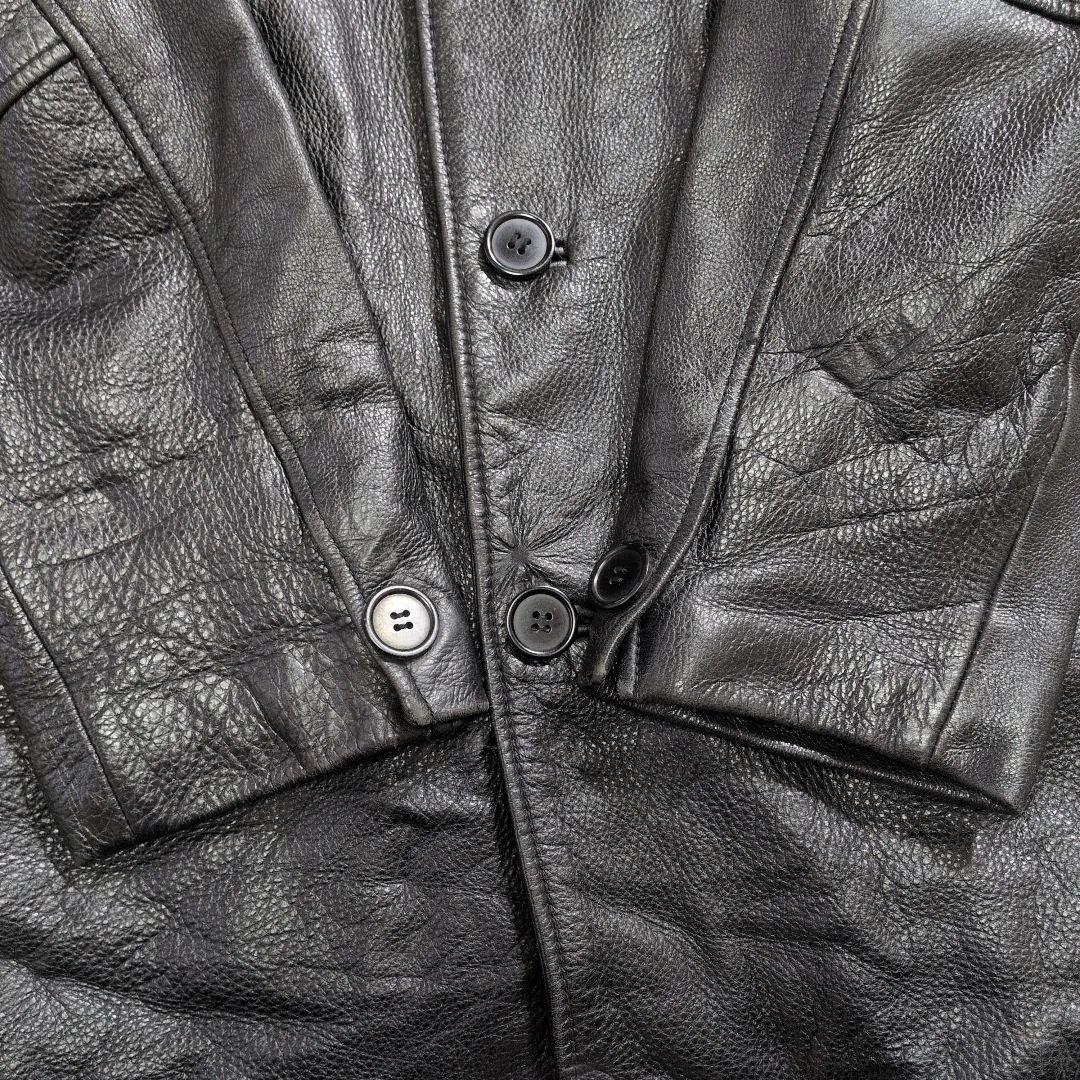 極上のシボ革★ヴィンテージ カーコート ライナー付 黒 実寸XL相当 超良品