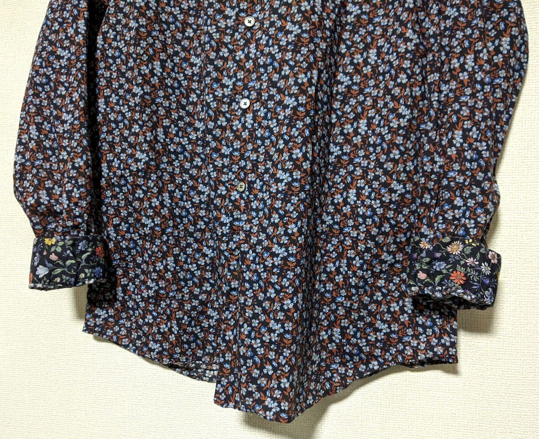 【Paul Smith】花柄シャツ/総柄/金ボタン/ビッグ/日本製/ロゴ/美品