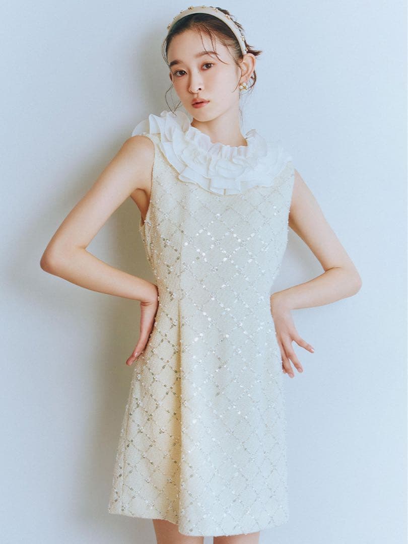 LILY BROWN L.B CANDY フリルカラー付き2wayミニワンピース