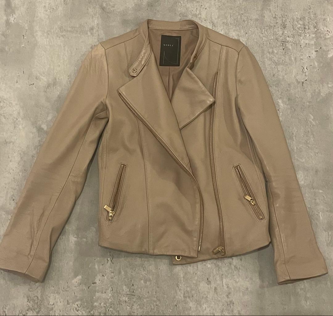 【美品】ノーブル ソフトラムレザーライダースブルゾン