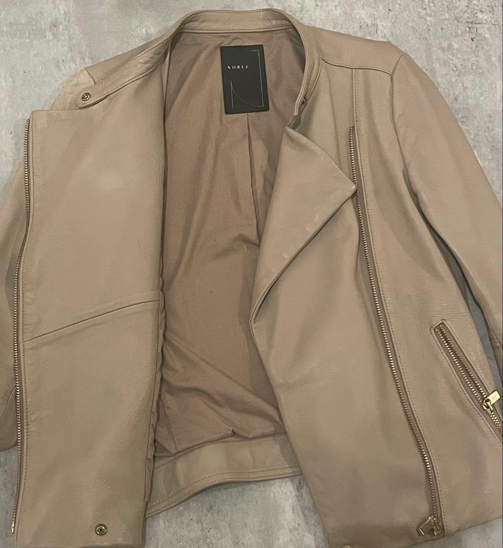 【美品】ノーブル ソフトラムレザーライダースブルゾン