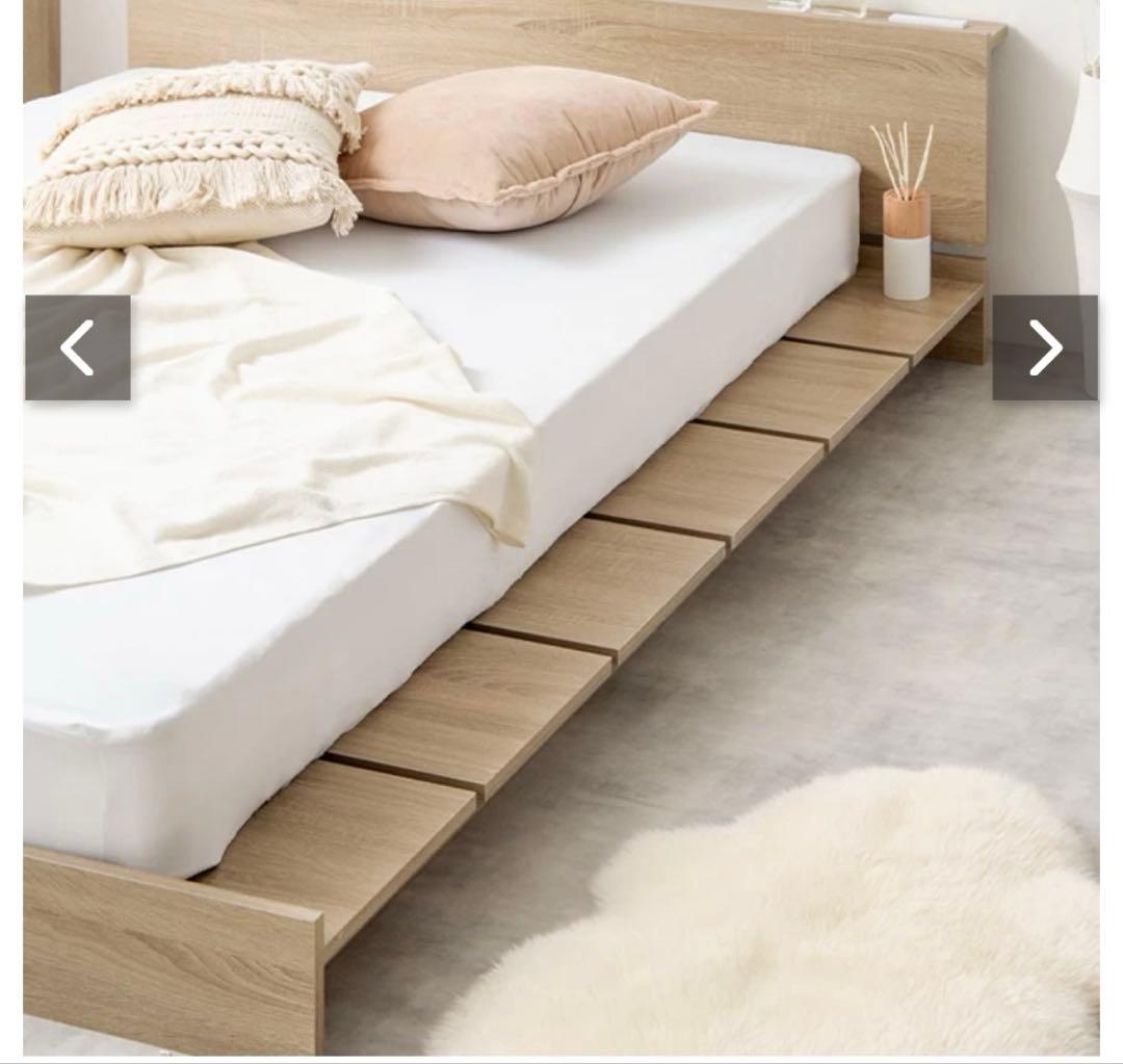 幅広すのこローベッド 2口コンセント ヘッドボード付き セミダブル ナチュラル