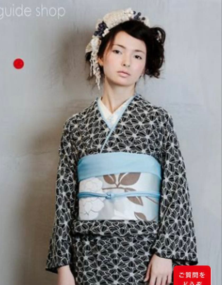 限定SALE！未使用★＜大人の兵児帯＞正絹兵児帯　博多織 大輪の花　キモノモダン