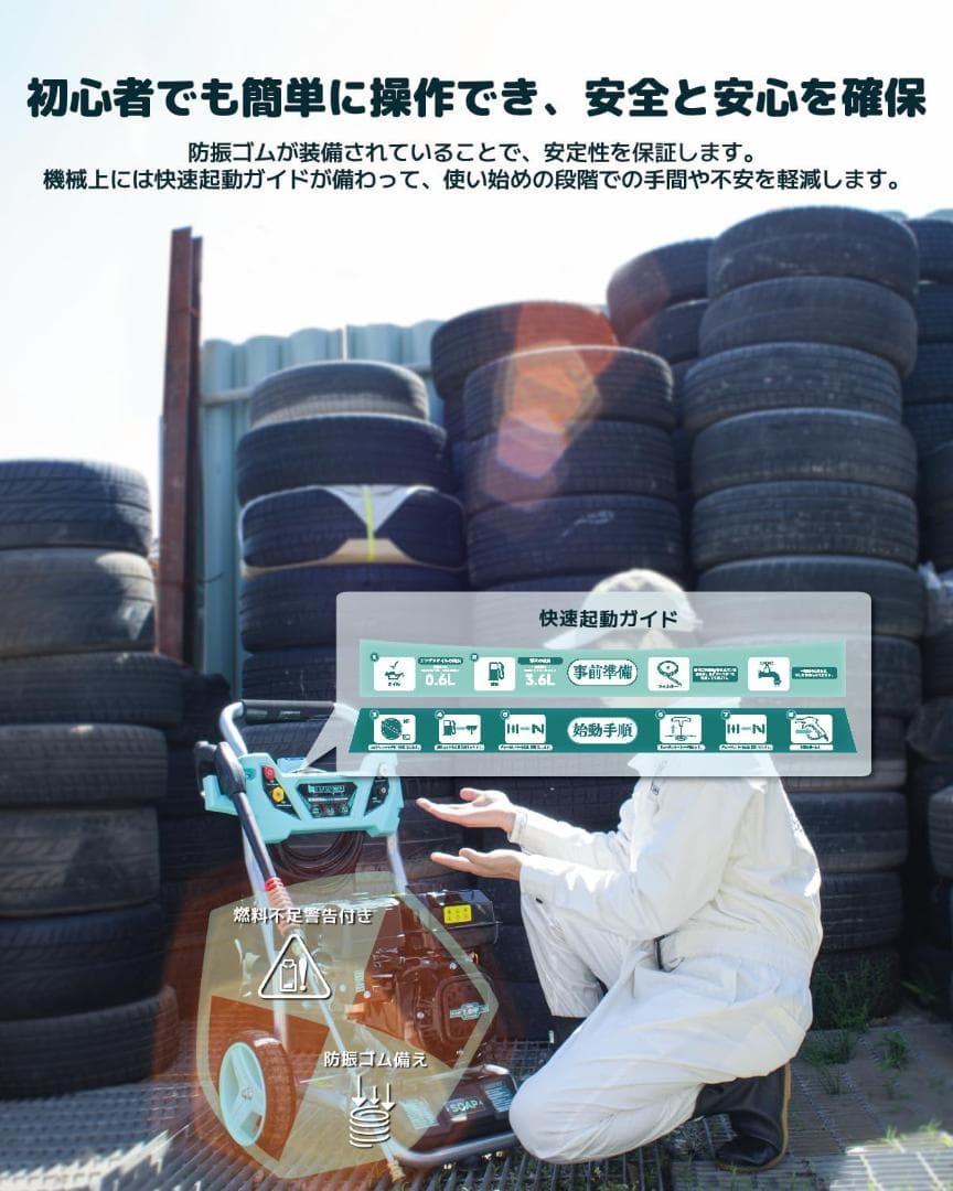 kareyouエンジン式高圧洗浄機 20MPAガソリンエンジン7.0馬力 純銅製