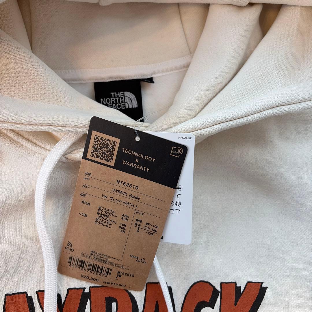 新品　ノースフェイス パーカー レイバックフーディ　ヴィンテージホワイト L
