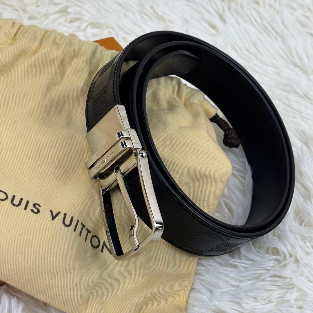 ルイヴィトン ベルト ダミエ サンチュール　ボストン　アンフィニ　レザー 黒