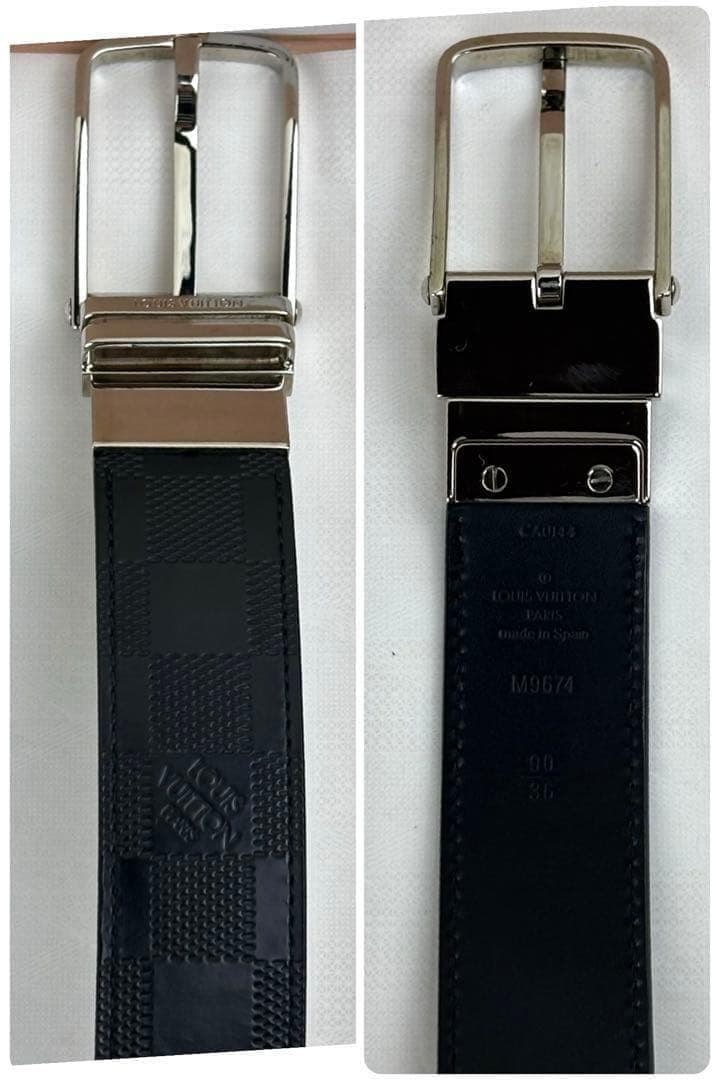 ルイヴィトン ベルト ダミエ サンチュール　ボストン　アンフィニ　レザー 黒