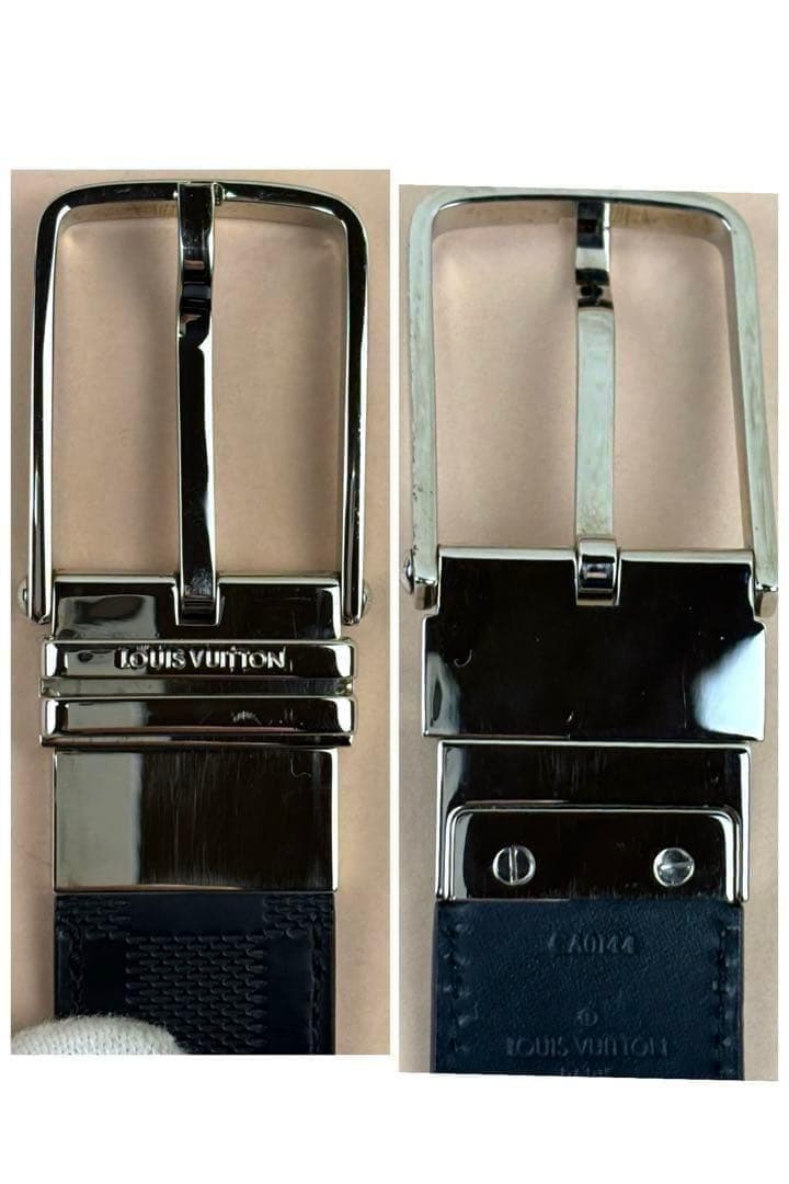 ルイヴィトン ベルト ダミエ サンチュール　ボストン　アンフィニ　レザー 黒