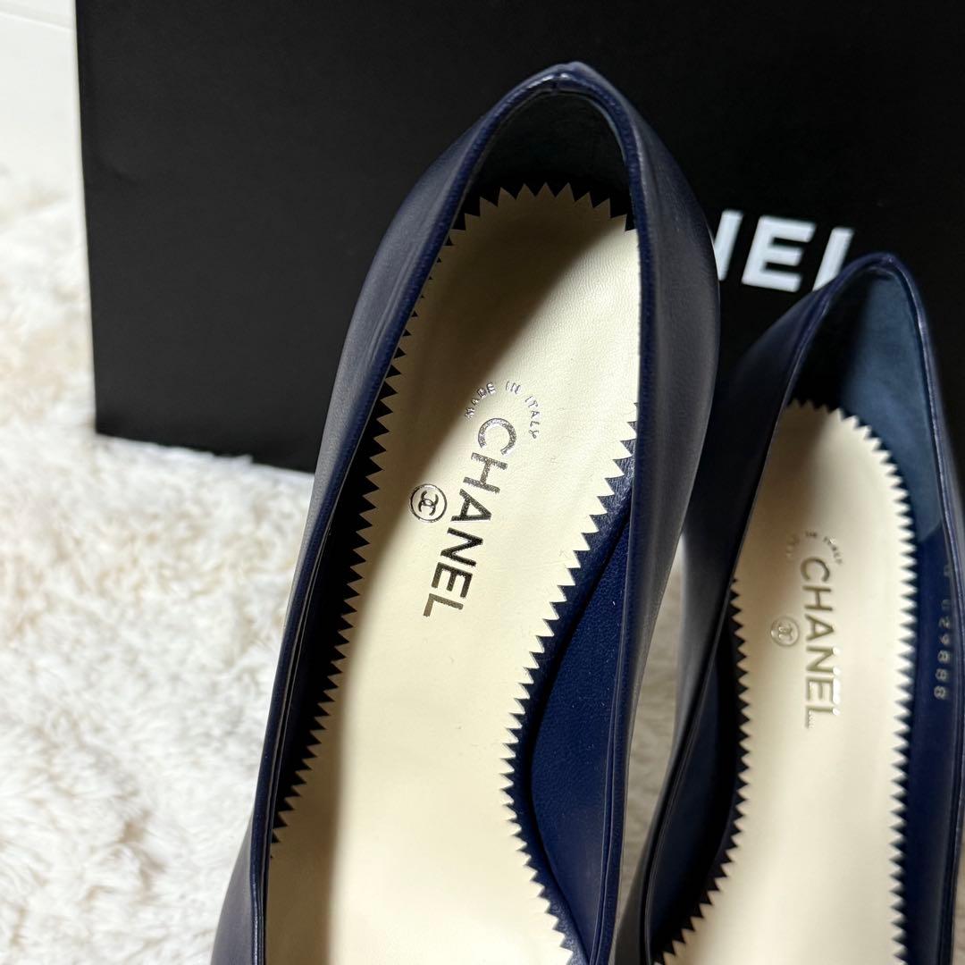 ⭐️新品未使用⭐️　CHANEL　シャネル　パンプス　ハイヒール　ネイビー　レザー