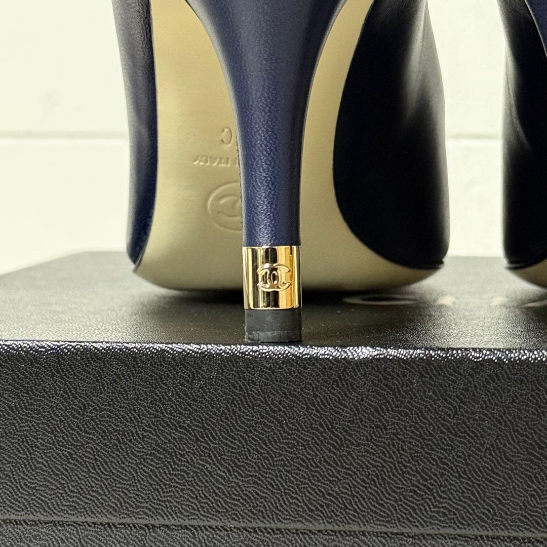⭐️新品未使用⭐️　CHANEL　シャネル　パンプス　ハイヒール　ネイビー　レザー