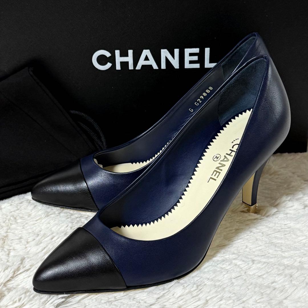 ⭐️新品未使用⭐️　CHANEL　シャネル　パンプス　ハイヒール　ネイビー　レザー