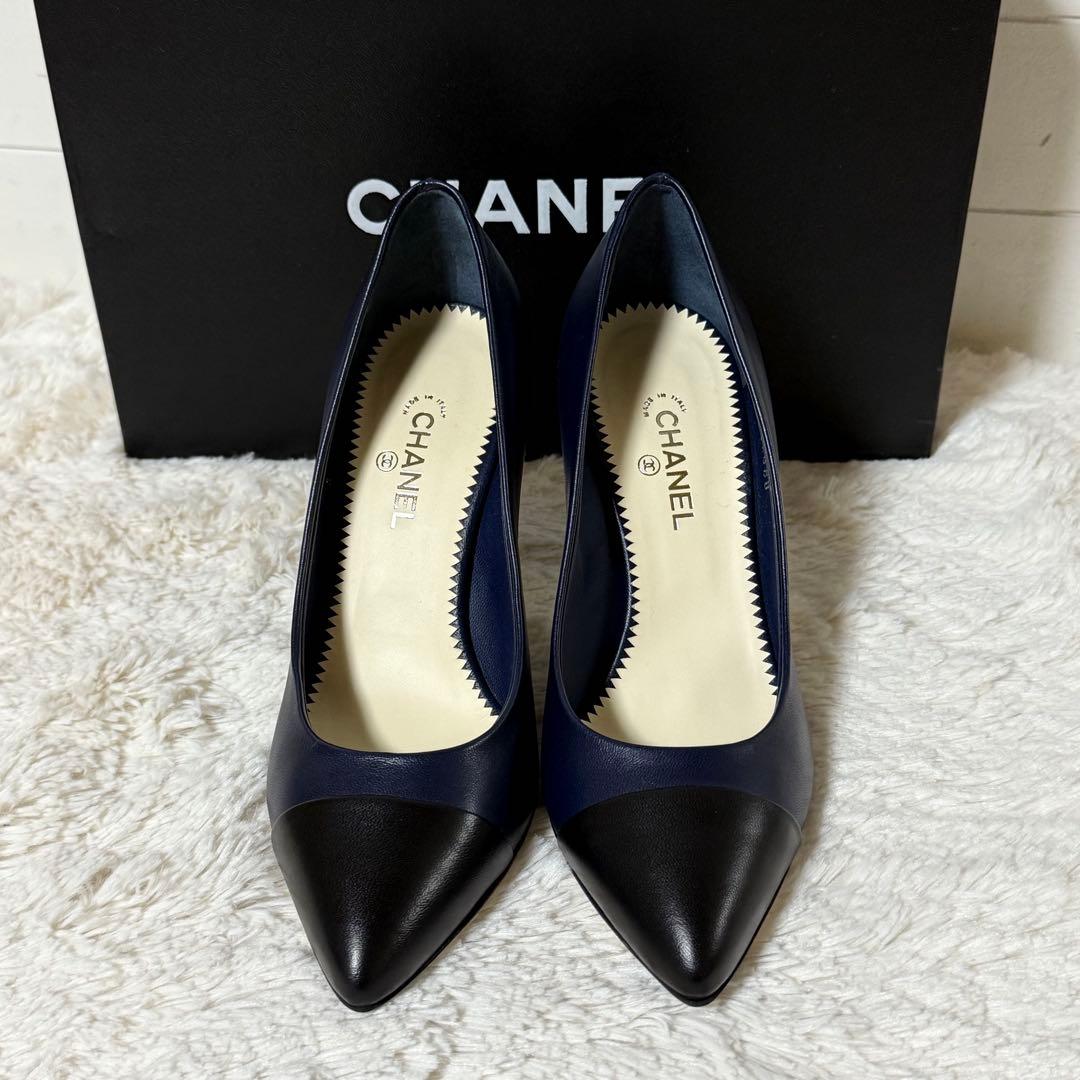 ⭐️新品未使用⭐️　CHANEL　シャネル　パンプス　ハイヒール　ネイビー　レザー