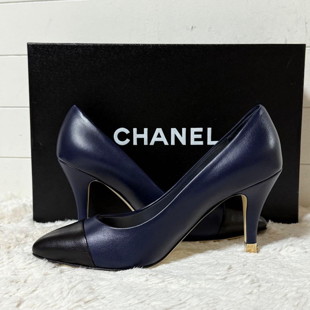 ⭐️新品未使用⭐️　CHANEL　シャネル　パンプス　ハイヒール　ネイビー　レザー