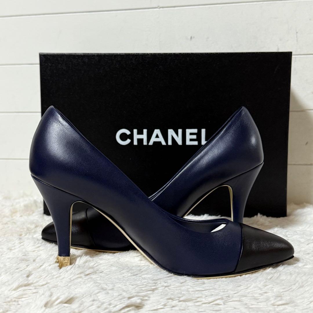⭐️新品未使用⭐️　CHANEL　シャネル　パンプス　ハイヒール　ネイビー　レザー