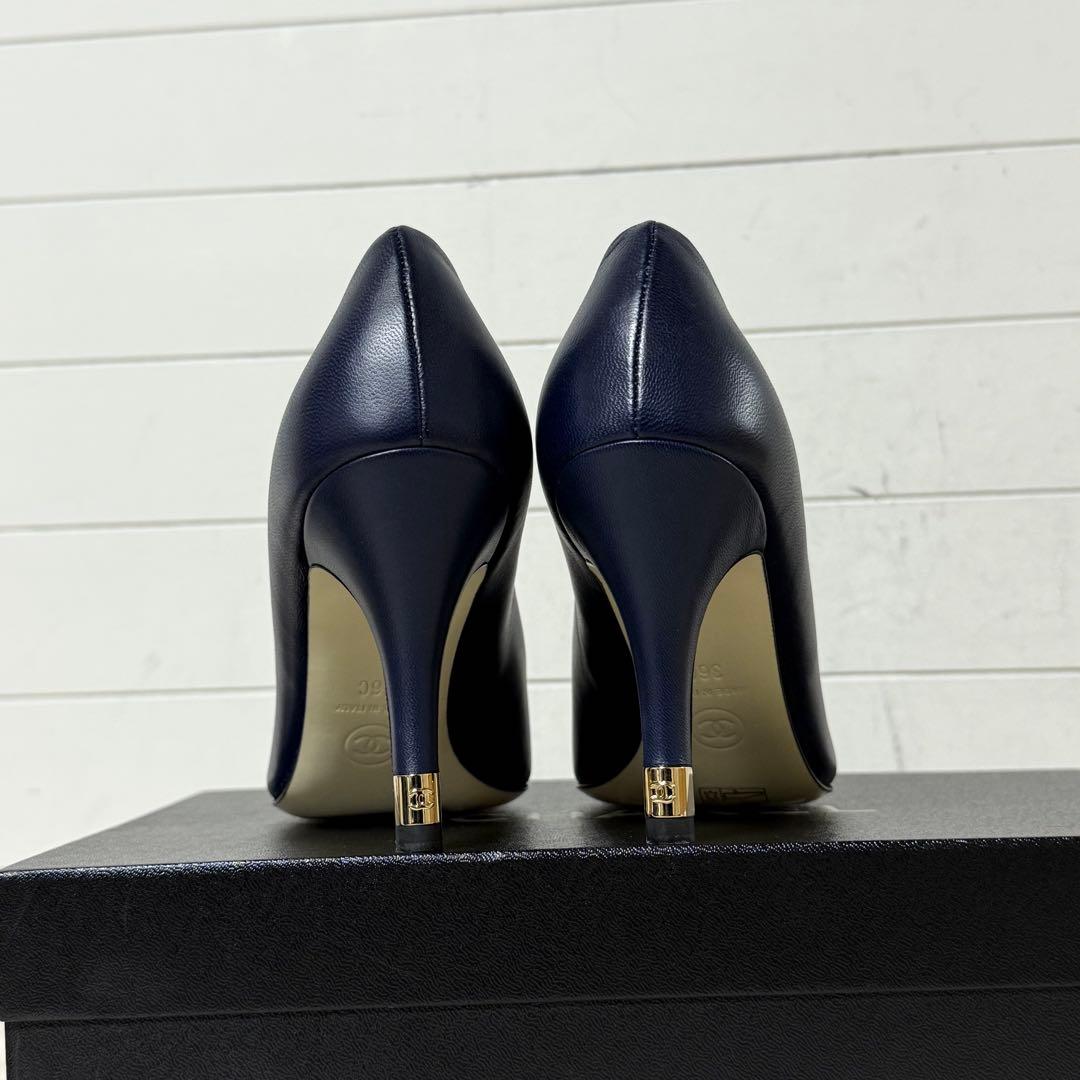 ⭐️新品未使用⭐️　CHANEL　シャネル　パンプス　ハイヒール　ネイビー　レザー