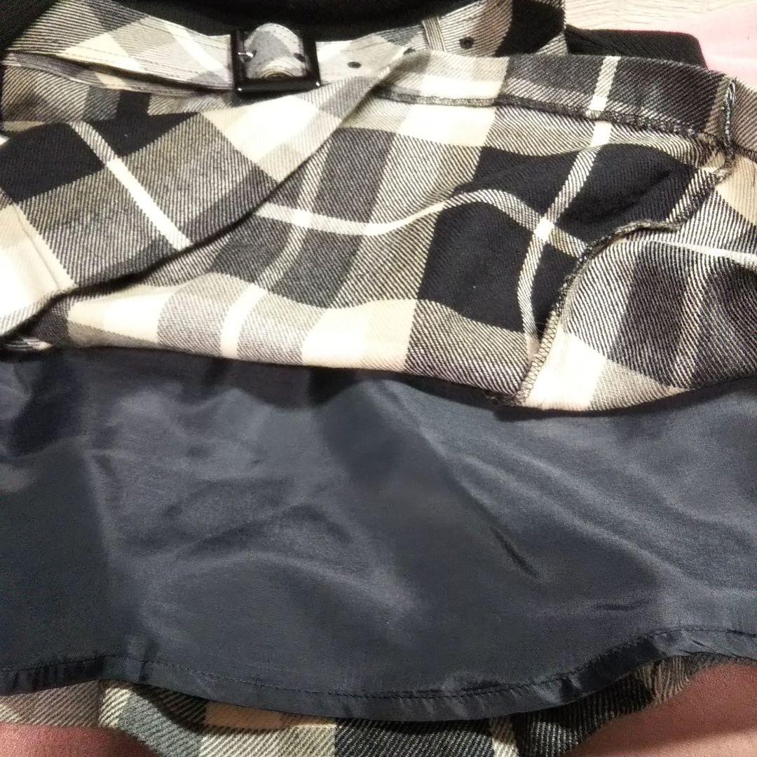 バーバリーブルーレーベル リブニットチェックスカートワンピース