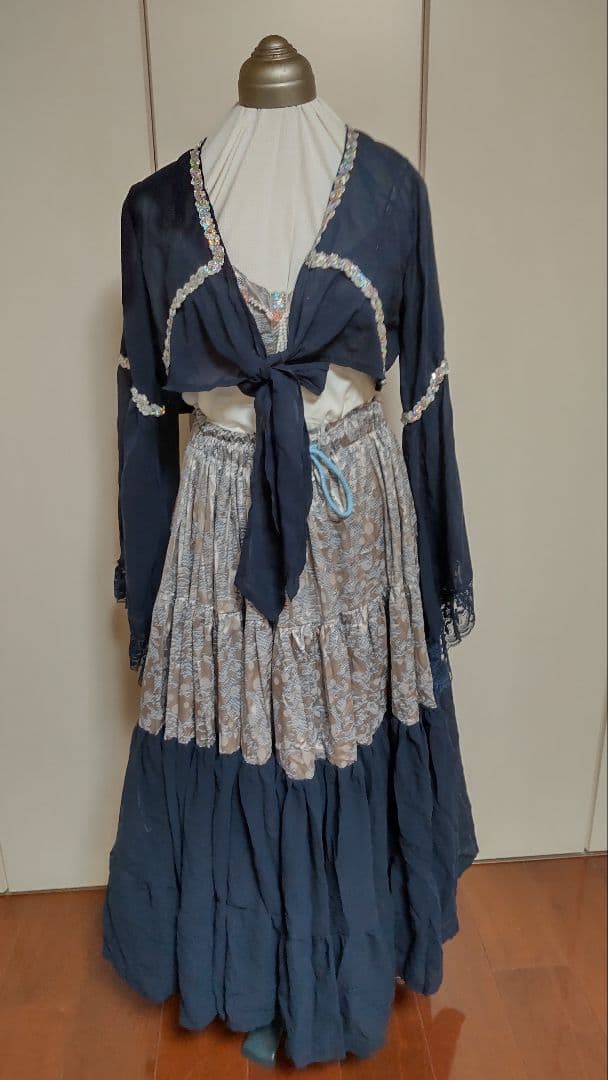 ハンドメイド ！ジプシースカート セット シルバーと紺