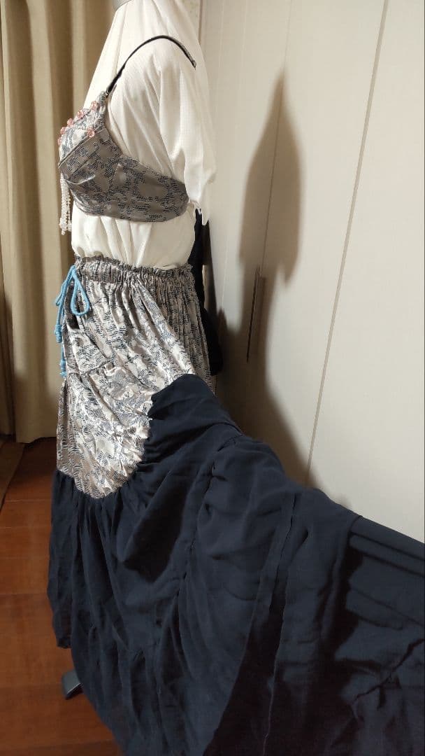 ハンドメイド ！ジプシースカート セット シルバーと紺