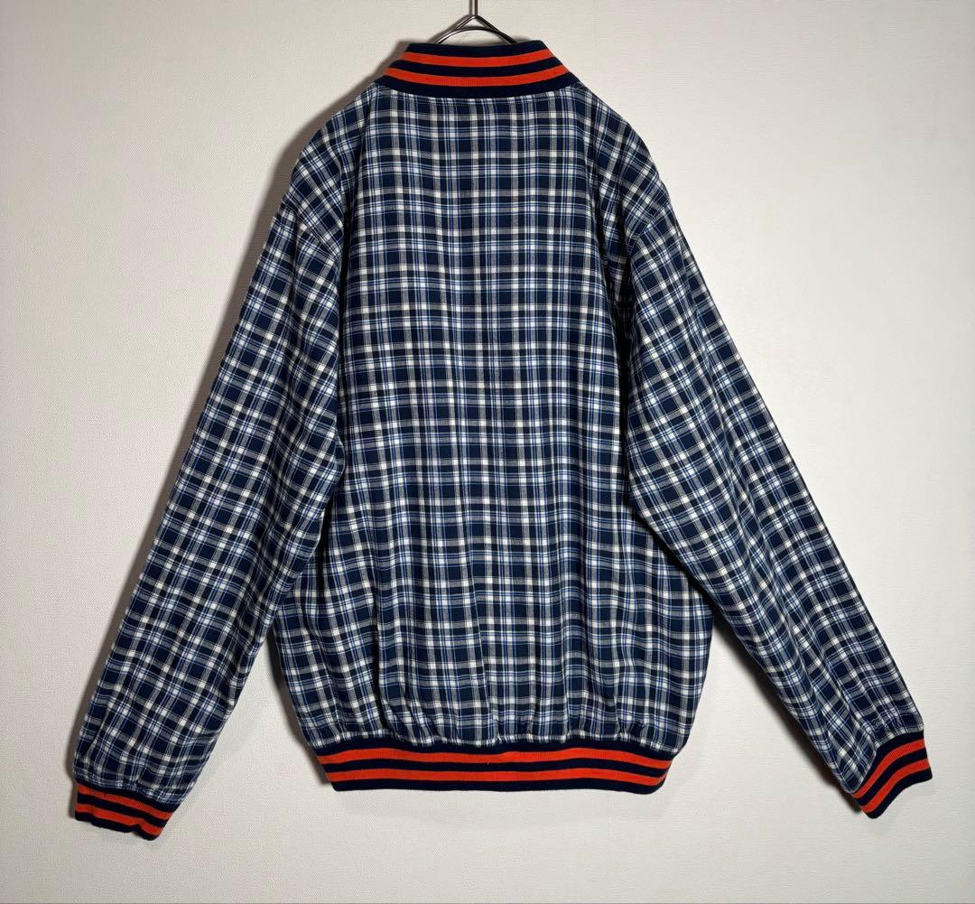 STUSSY ステューシー　刺繍ロゴ　チェック柄　リブライン　ブルゾン