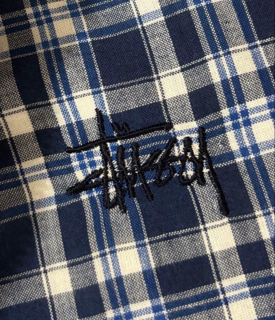 STUSSY ステューシー　刺繍ロゴ　チェック柄　リブライン　ブルゾン