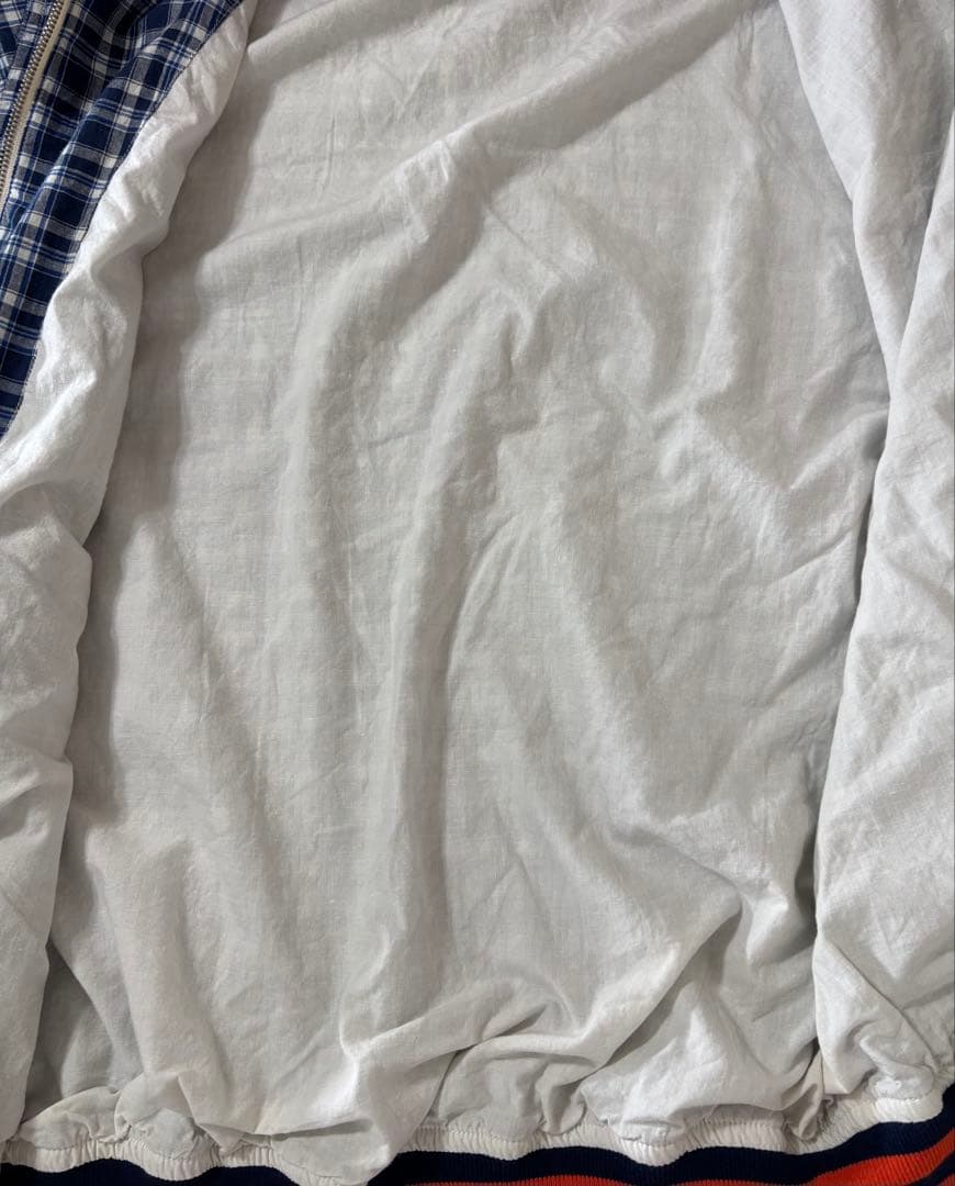 STUSSY ステューシー　刺繍ロゴ　チェック柄　リブライン　ブルゾン