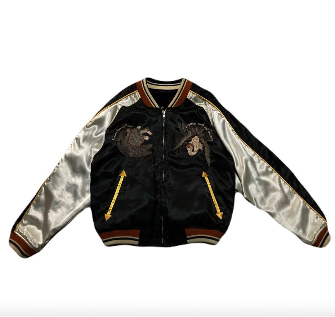 爆裂爛漫娘 TEDMANリバーシブル スカジャン 別珍 和柄 ネイビー