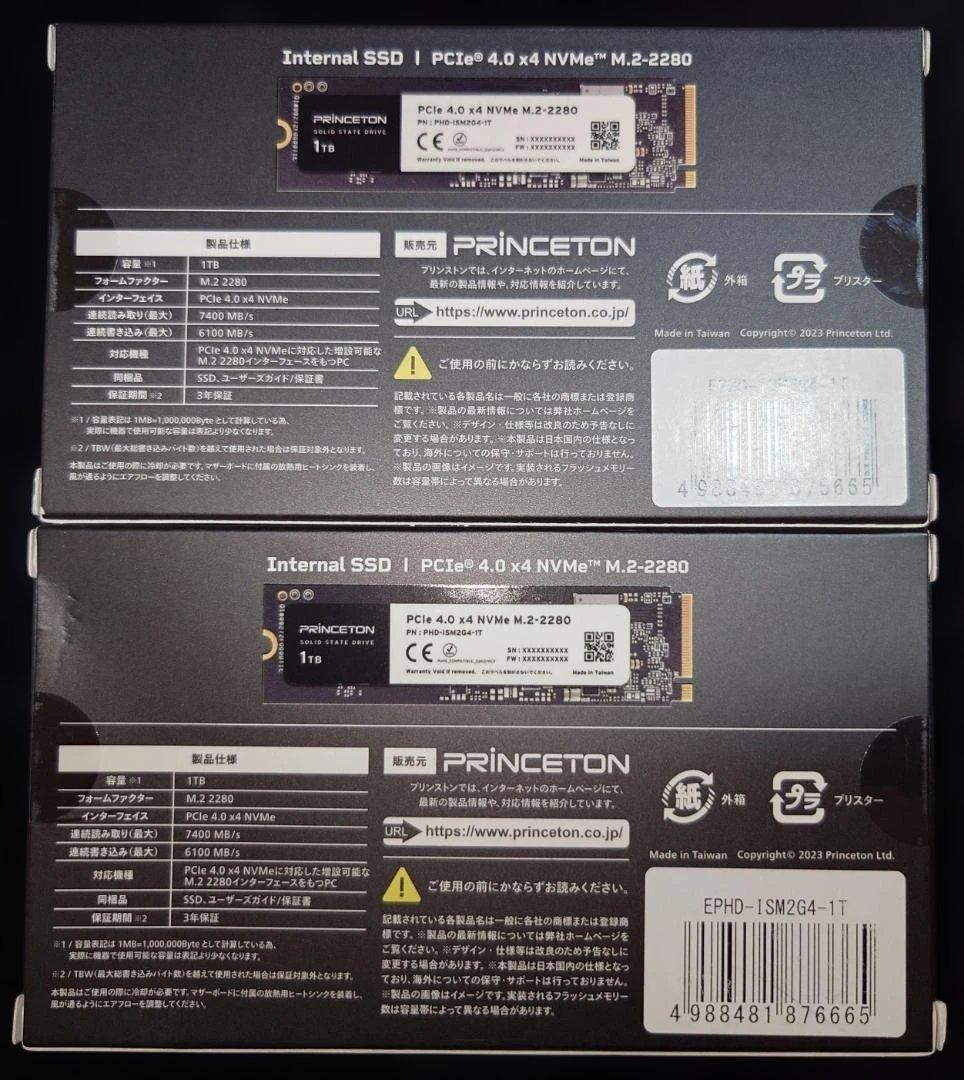 PRINCETON SSD M.2 1TB EPHD-ISM2G4-1T 2個