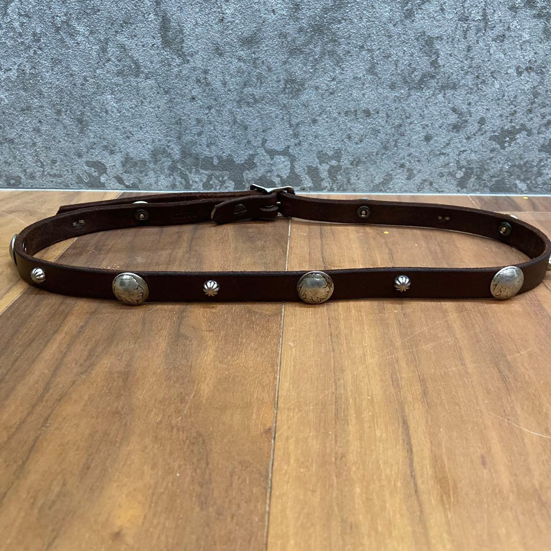 美品 OLD STUD インディアンコンチョ&アポロスタッズ ナローレザーベルト