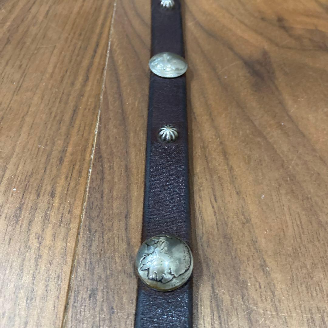 美品 OLD STUD インディアンコンチョ&アポロスタッズ ナローレザーベルト