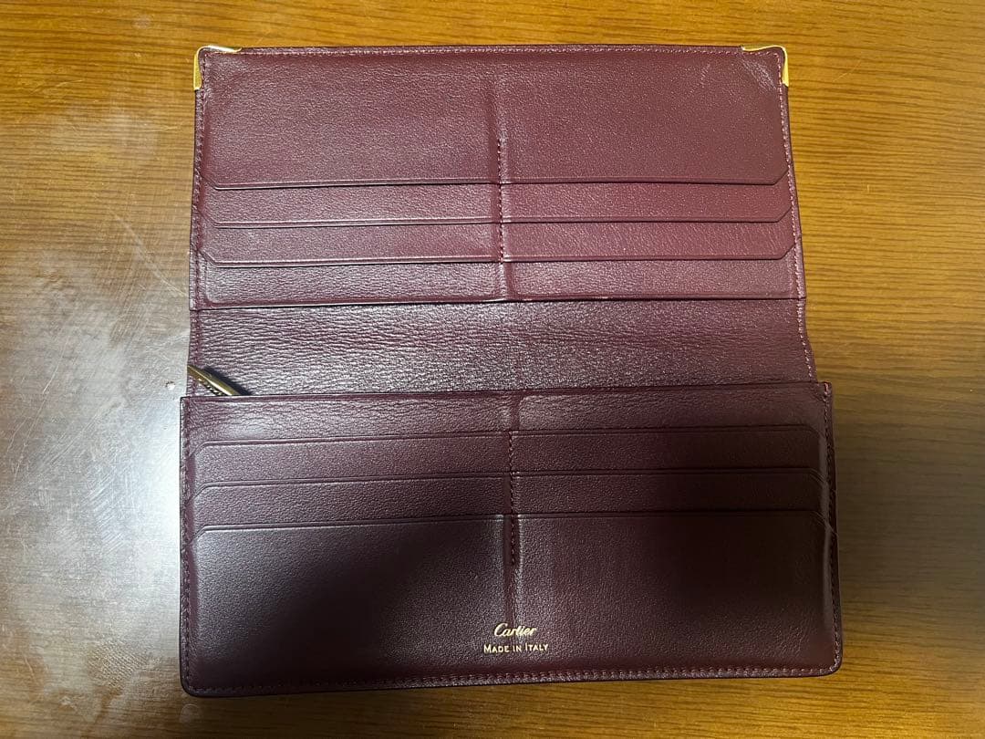 カルティエ 長財布 レザー ロゴ刻印 MADE IN ITALY 正規品
