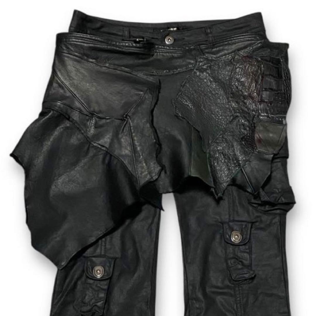 ディアスキン　クロコ　シャーク　オーストリッチ　レザー　パッチワーク　スカート