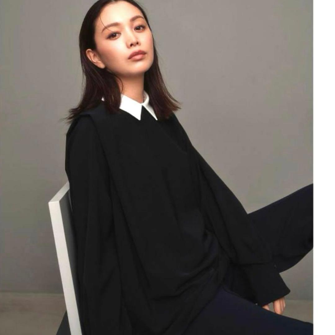 新品　CADUNE カデュネ　ネイビー　3way襟付きブラウス　セレモニー　濃紺