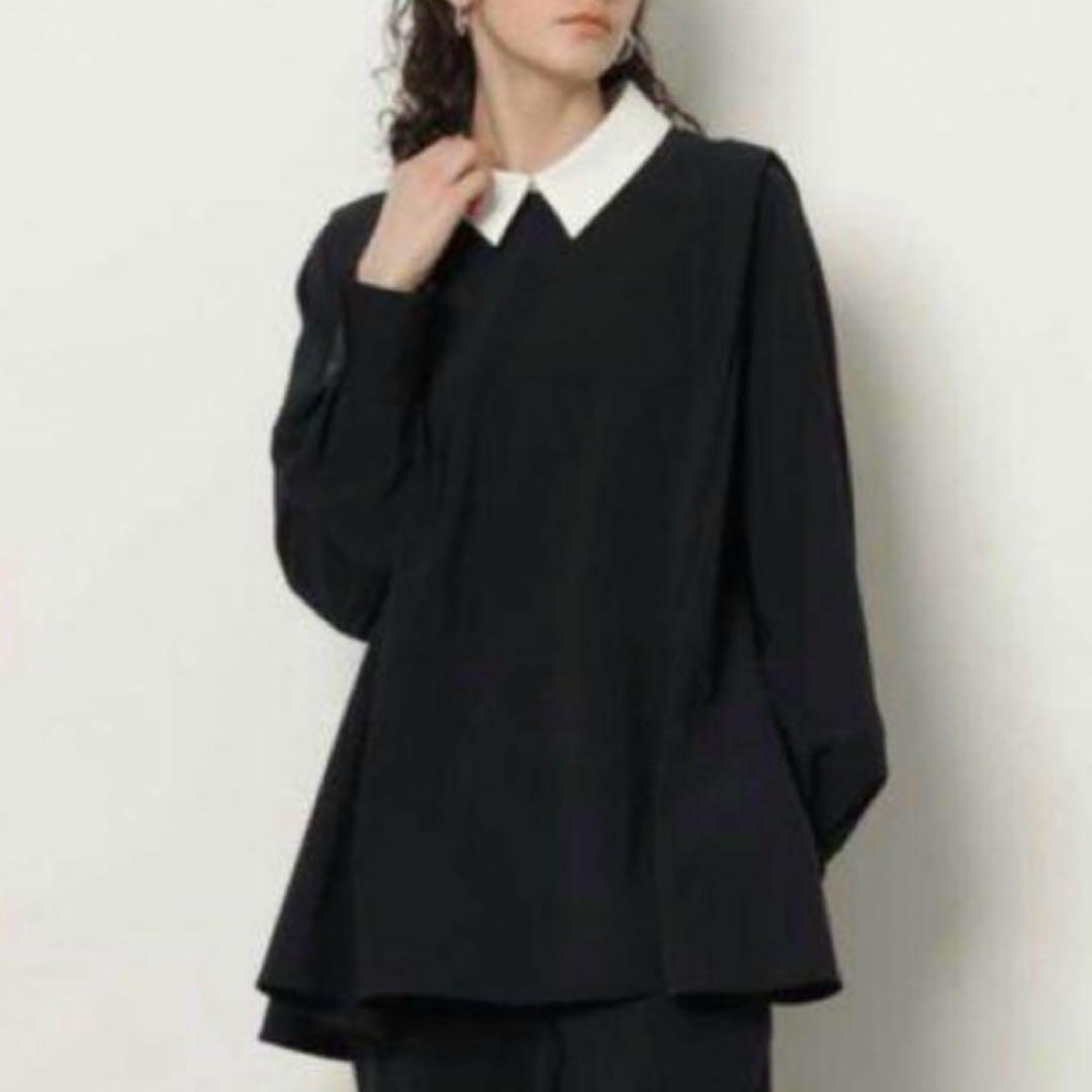 新品　CADUNE カデュネ　ネイビー　3way襟付きブラウス　セレモニー　濃紺