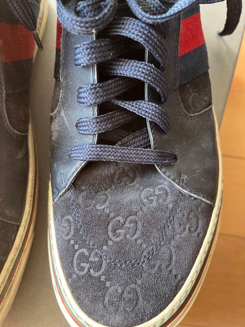 Gucci ネイビー レッド ハイカットスニーカー