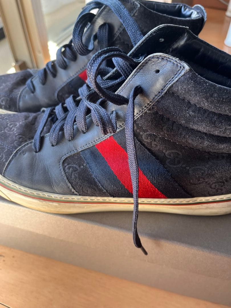 Gucci ネイビー レッド ハイカットスニーカー