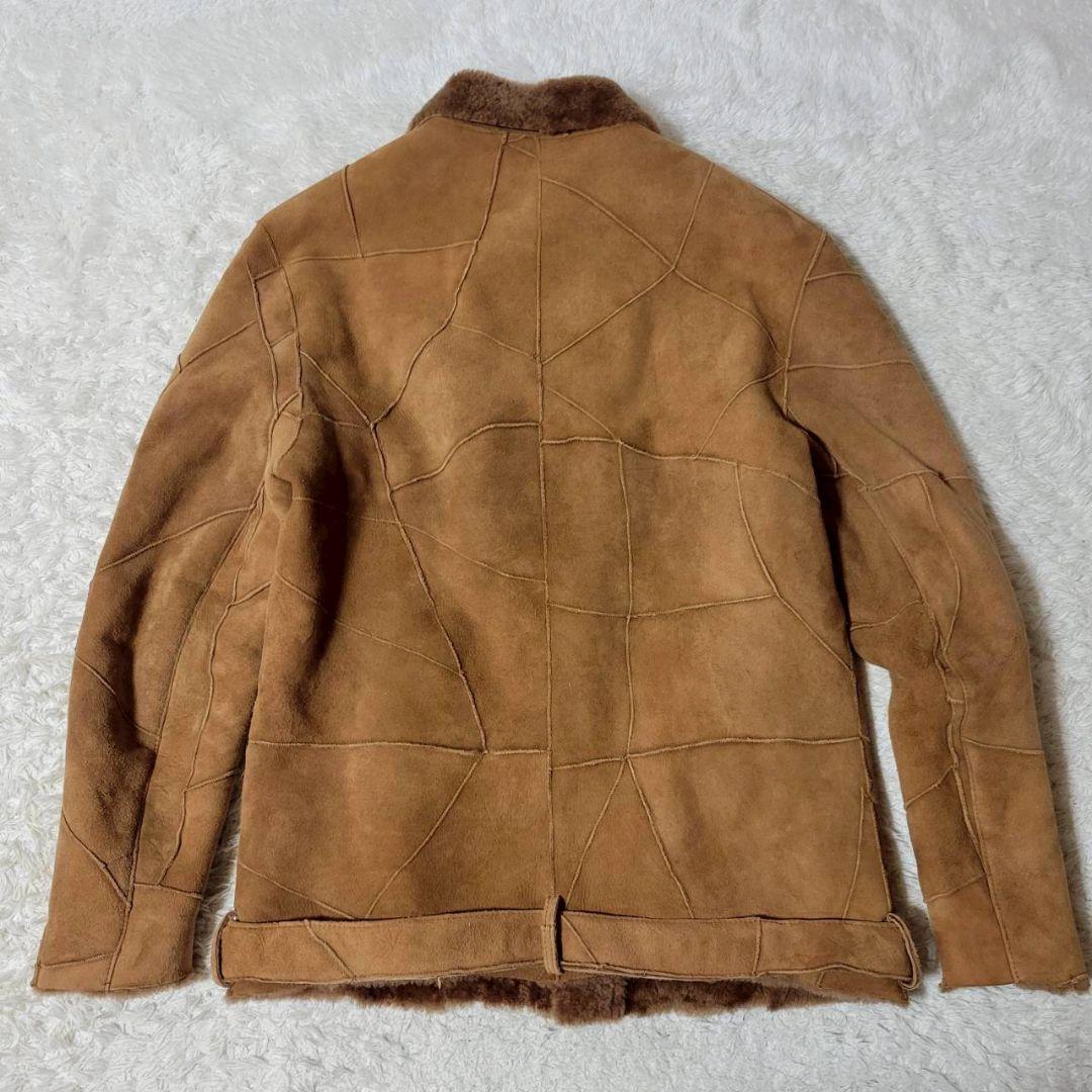 希少✨ glamb リアルムートン パッチワーク ダブルライダースジャケット L