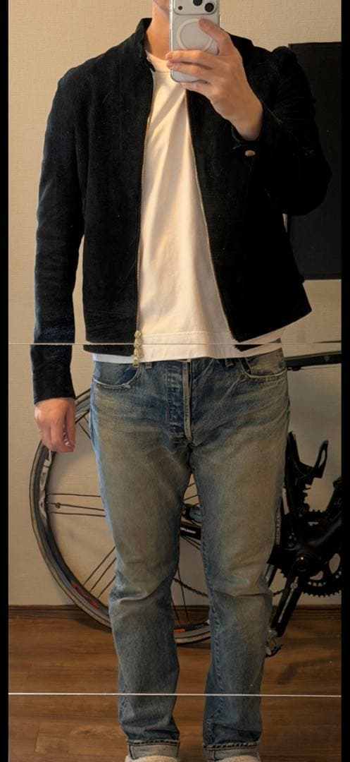 EMMETTI ブラック スエード シングルライダース