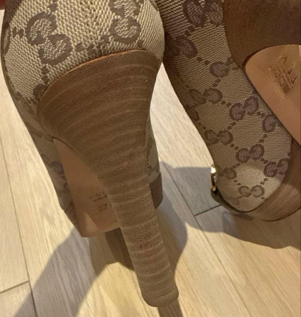 GUCCI レディース　オープントゥ　パンプス　ホースビット　37