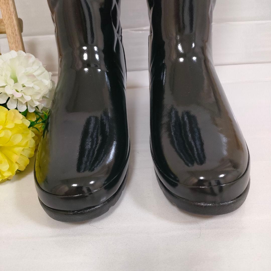 未使用級 HUNTER レインブーツ 金金具 リファインドグロスキルト UK6