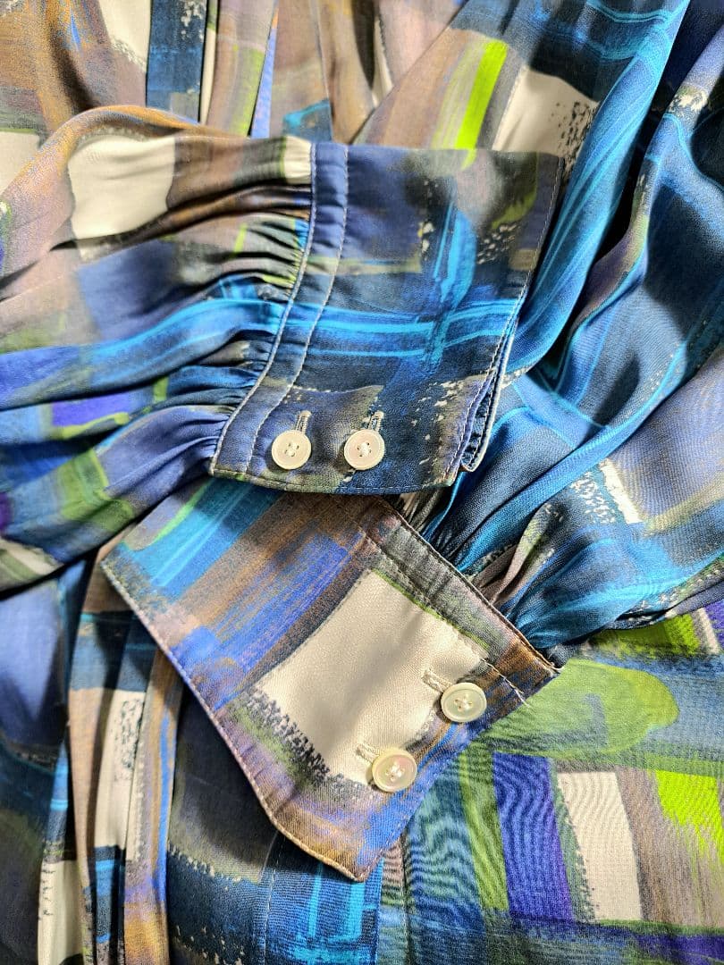 Ballsey スタックチェックプリントワイドボウタイブラウス トゥモローランド