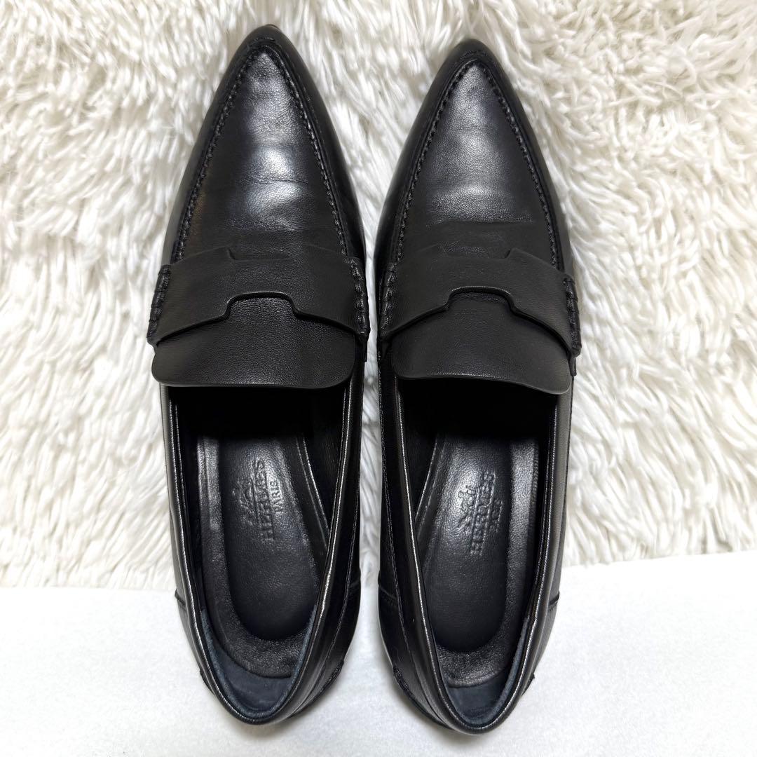 エルメス ポインテッドトゥ ヒール ローファー パンプス グロリアス 35.5