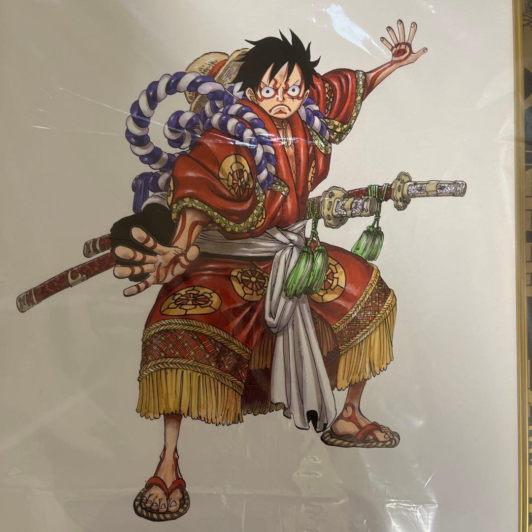 美品 貴重品 入手困難 ワンピース 隈取りルフィ 高級複製原画 歌舞伎