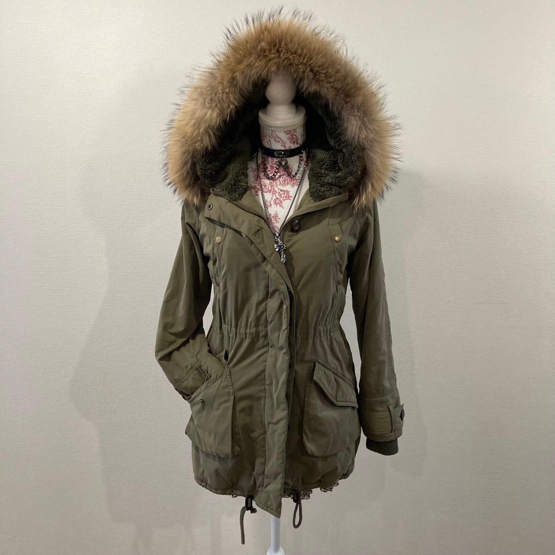 平成ギャル y2k ミリタリージャケット　鬼ファー　裏ボア　モッズコート