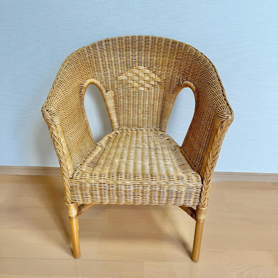 NITORI（ニトリ）ラタンチェア／ナチュラル 北欧風 アームチェア 籐家具