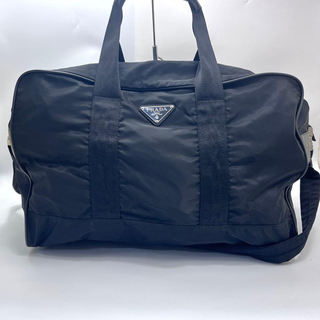 PRADA プラダ 三角ロゴ 2way ボストンバッグ ナイロン ブラック