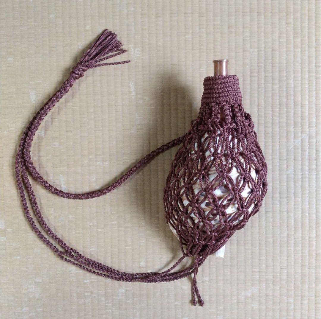 法螺貝　袋　大　ワインレッド色　七宝編み