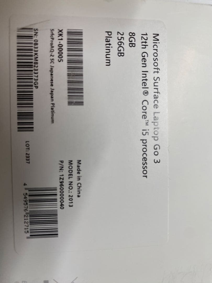 Windowsノート本体 Microsoft Surface Laptop Go 3