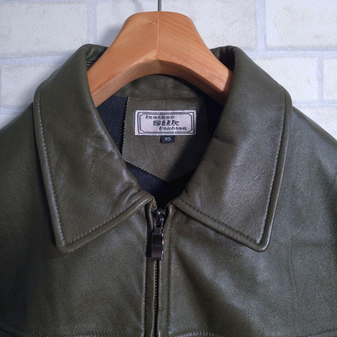 リアルレザー★レアカラー 羊革 シングル ライダースジャケット 革ジャン L程度